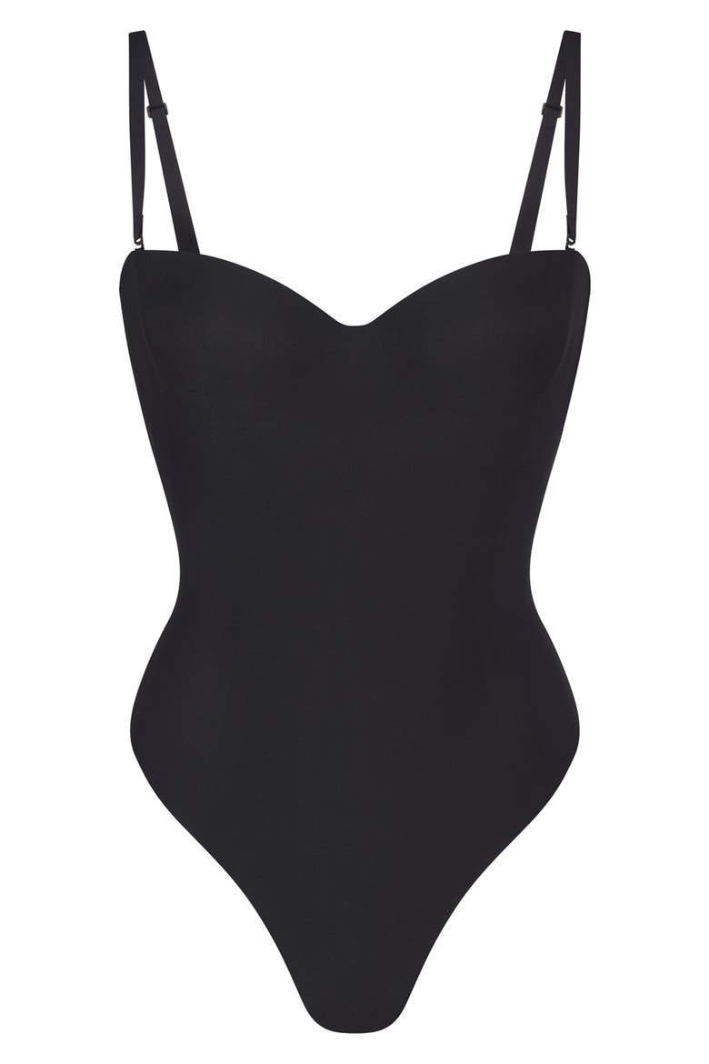 Body Molded Underwire Thong Bodysuit, Alternate, color, ONYX