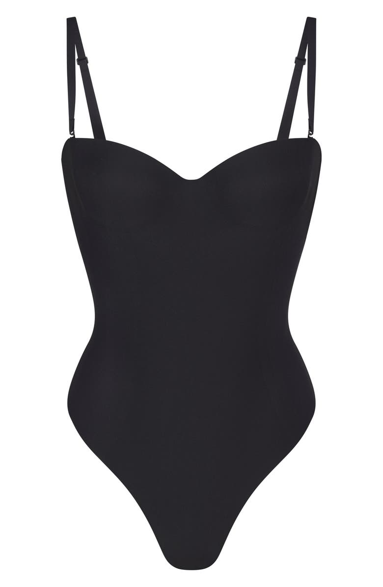 SKIMS Body Molded Underwire Thong Bodysuit, Alternate, color, Onyx