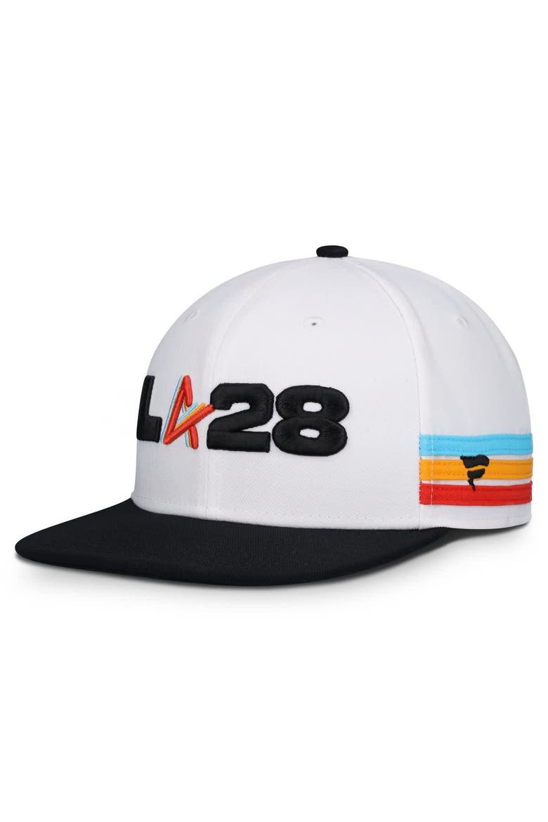 Men's Fanatics White/Black LA28 Summer Olympics Batters Box Snapback Hat, Main, color, White