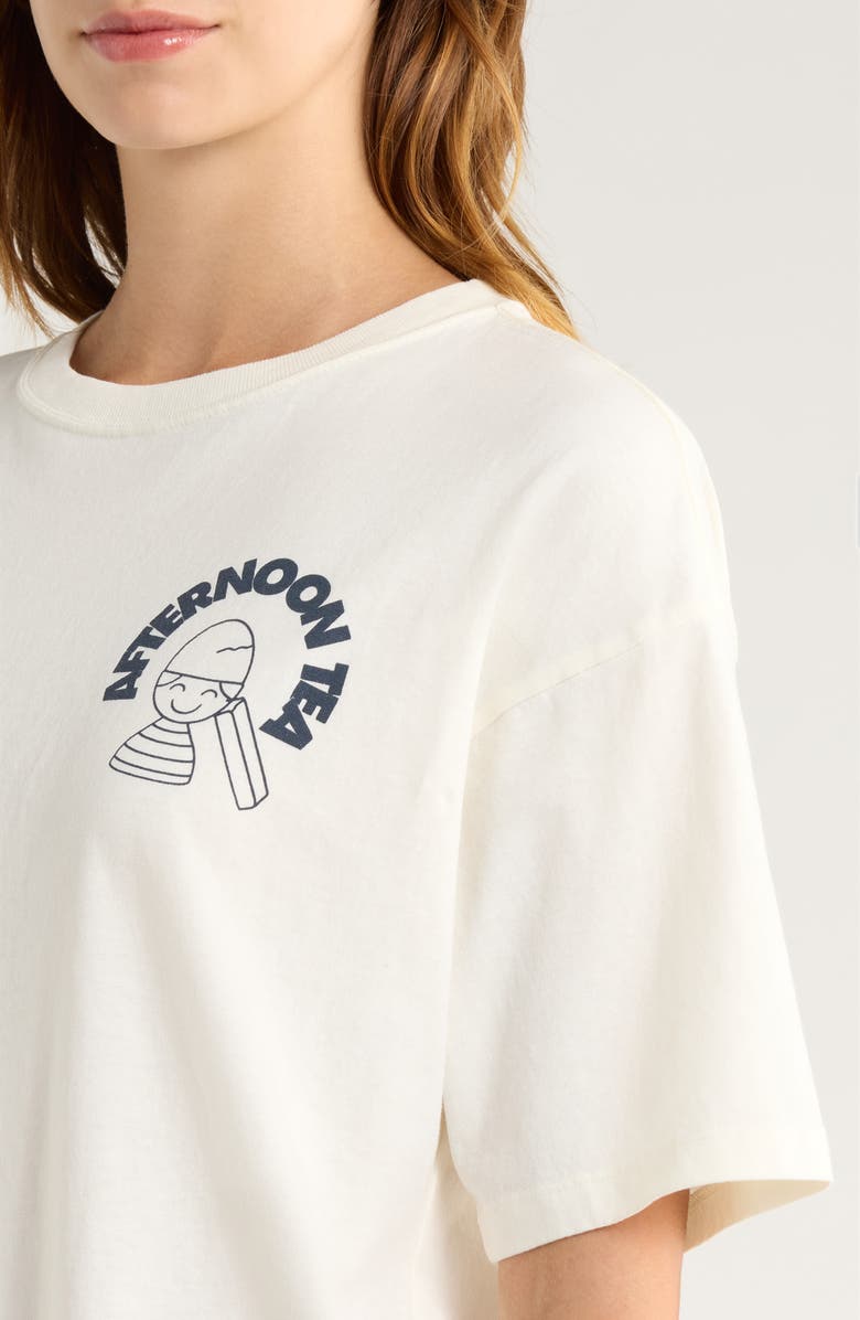 Damson Madder Afternoon Tea Organic Cotton Boyfriend T-Shirt, Alternate, color, White