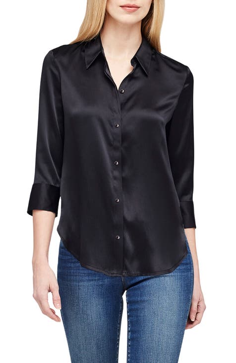 ST. John offers silk black pleated blouse