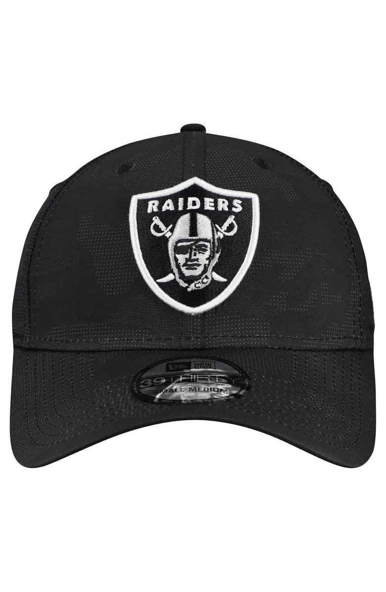 New Era Men's New Era  Black Las Vegas Raiders Tonal Camo 39THIRTY Stretch Fit Hat, Alternate, color, Black