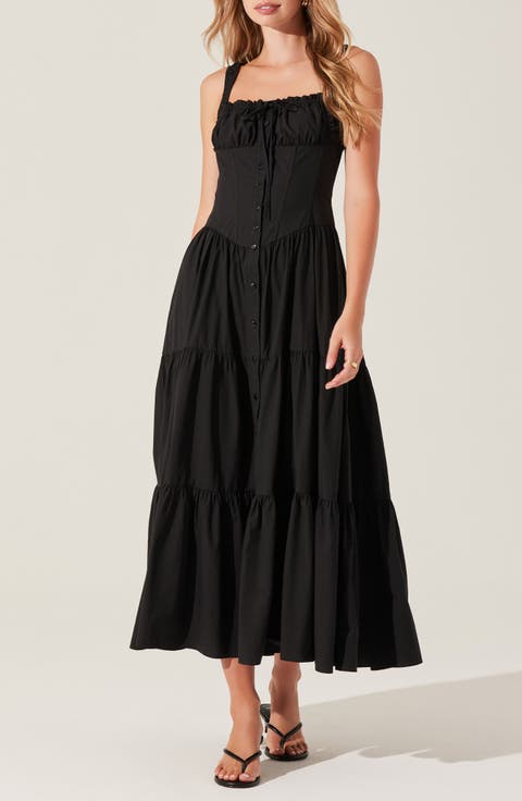 Temperance Tiered Corset Midi Dress
