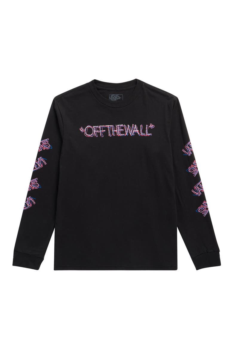 Kids' Scribbled Past Long Sleeve Graphic T-Shirt, Main, color, BLACK