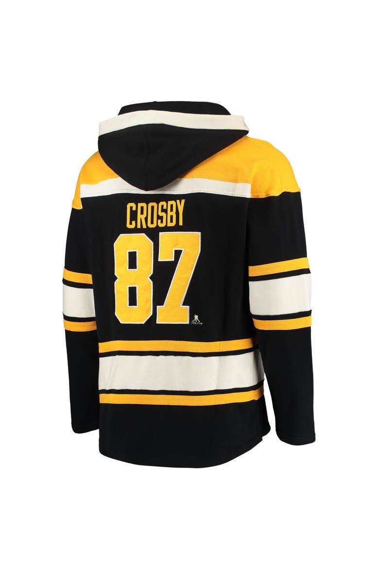 Men's '47 Sidney Crosby Black Pittsburgh Penguins Player Name & Number Lacer Pullover Hoodie, Alternate, color, Black