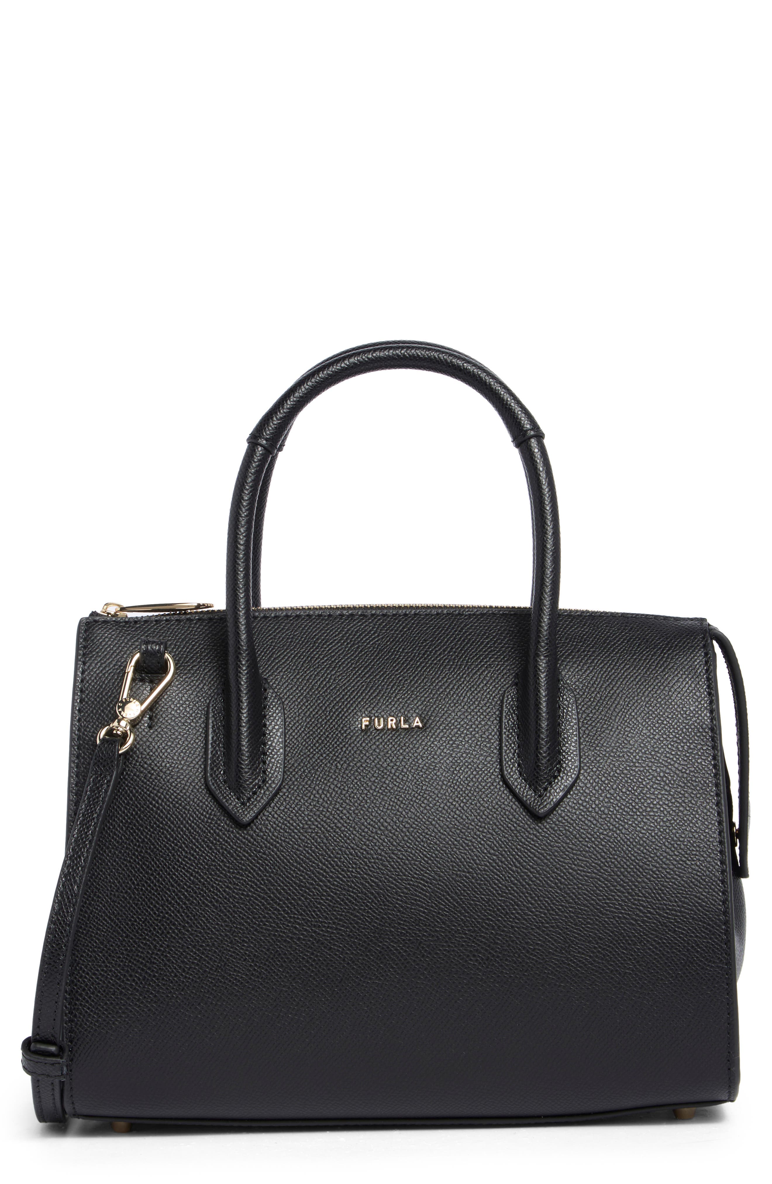 Furla Gardenia Satchel Bag, Main, color, Nero