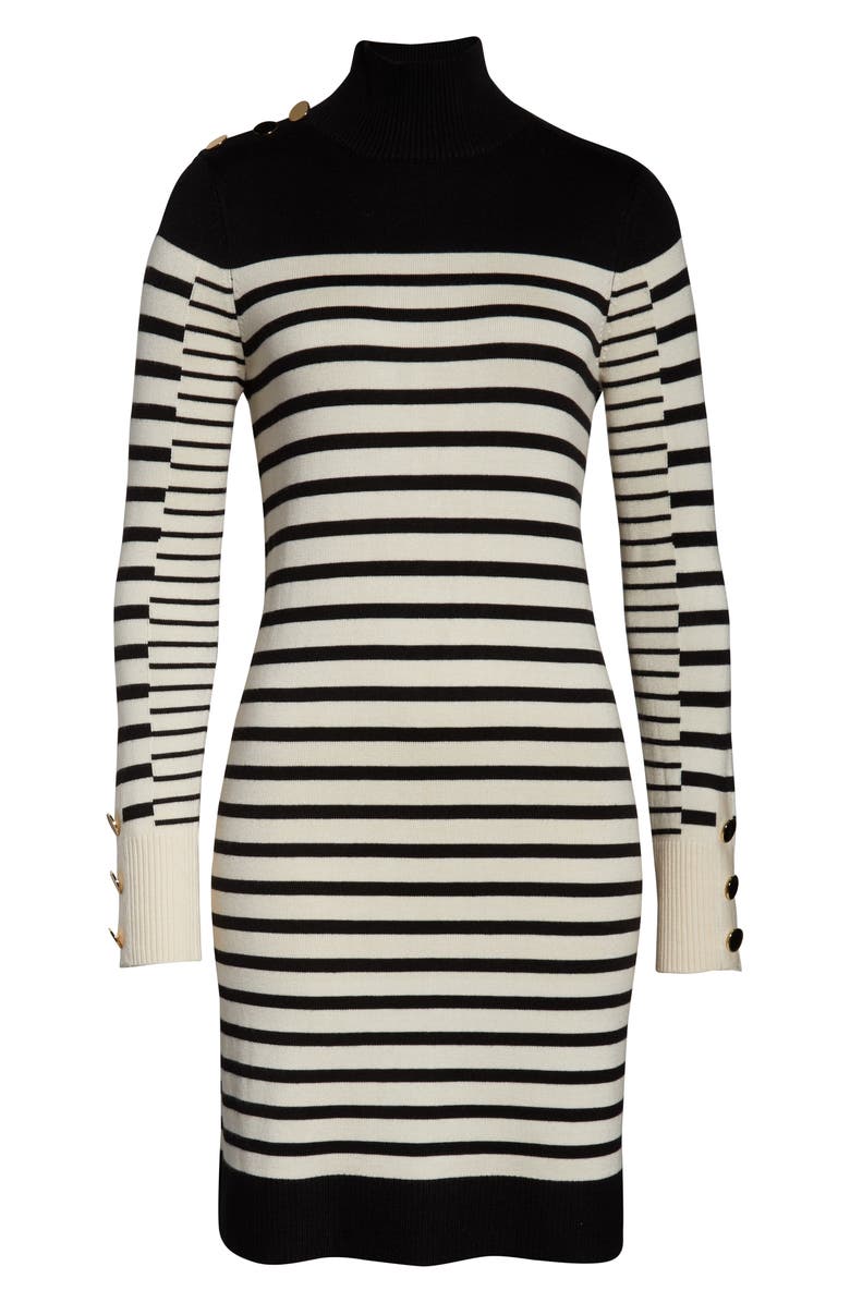 Eliza J Stripe Long Sleeve Turtleneck Sweater Dress, Alternate, color,