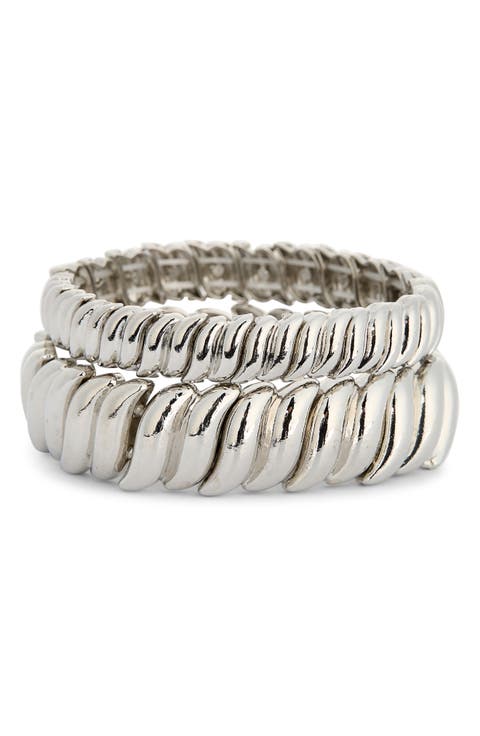 2-Pack Metal Stretch Bracelets