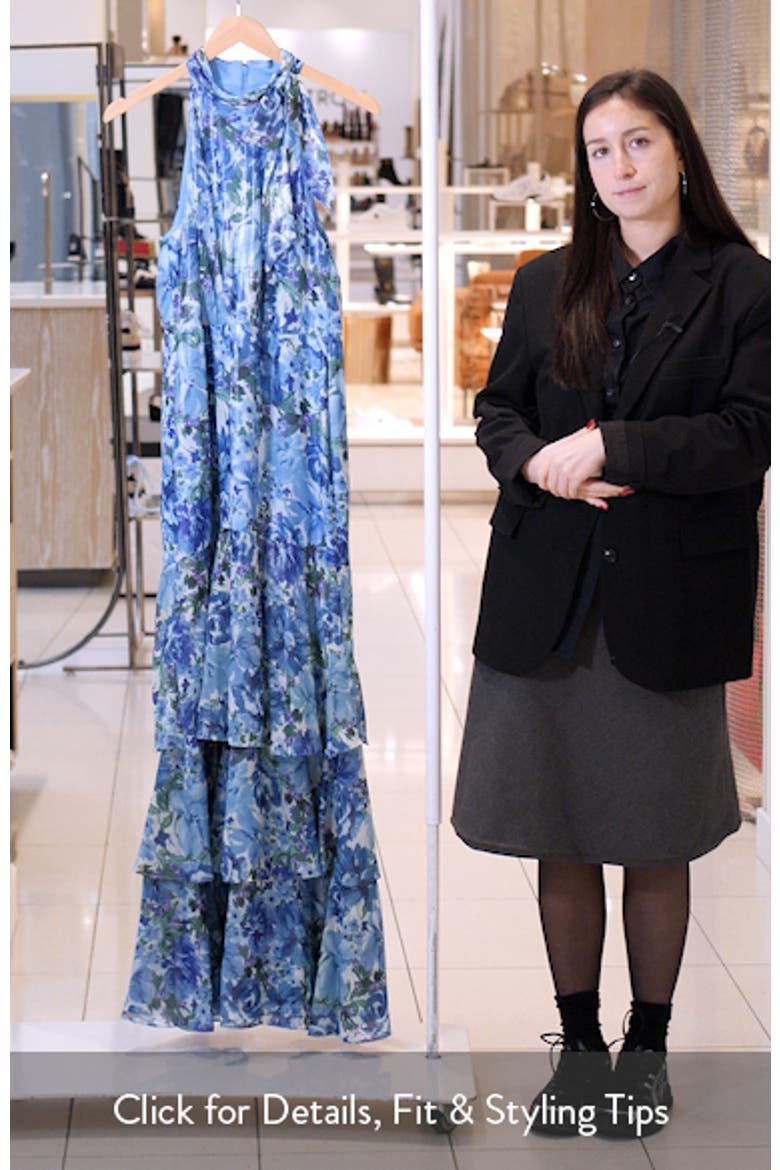 Metallic Floral Tiered Chiffon Gown video
