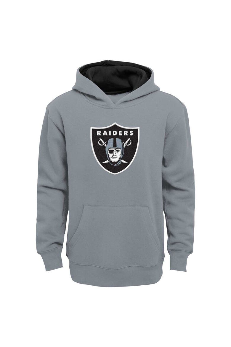 Youth Silver Las Vegas Raiders Prime Pullover Hoodie, Main, color, Silver