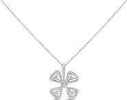 Haus of Brilliance 14K White Gold 5/8 Cttw Diamond 4 Leaf Floral Pendant Necklace