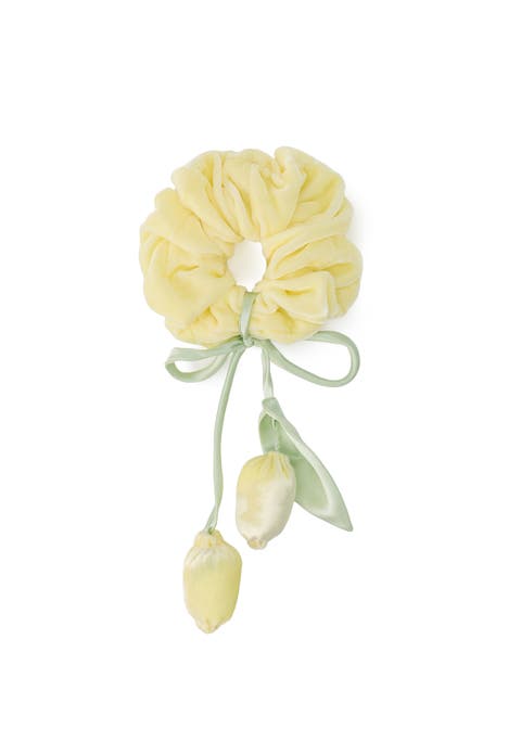 Lemon Silk Velvet Hair Tie Scrunchie