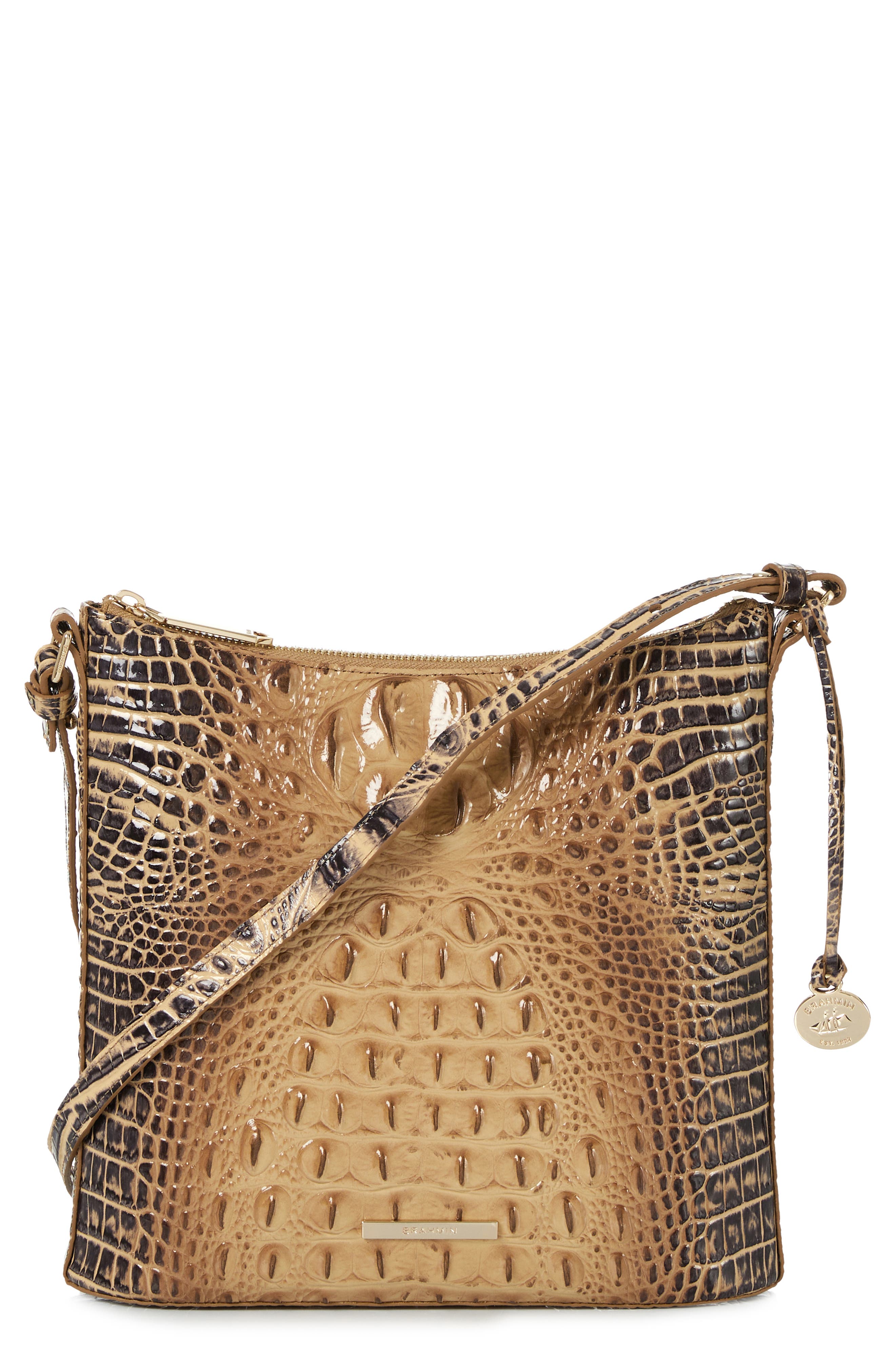 Katie Croc Embossed Leather Crossbody Bag, Main, color, PASTRY
