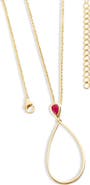 Lucy Quartermaine Long Petal Drop Necklace with Pear Cut Ruby