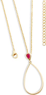 Lucy Quartermaine Long Petal Drop Necklace with Pear Cut Ruby