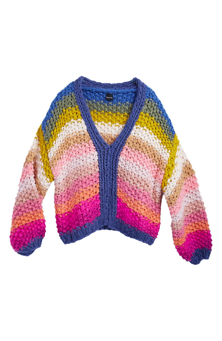 SAACHI Rainbow Stripe Reversible Sweater, Alternate, color, Multi Blue