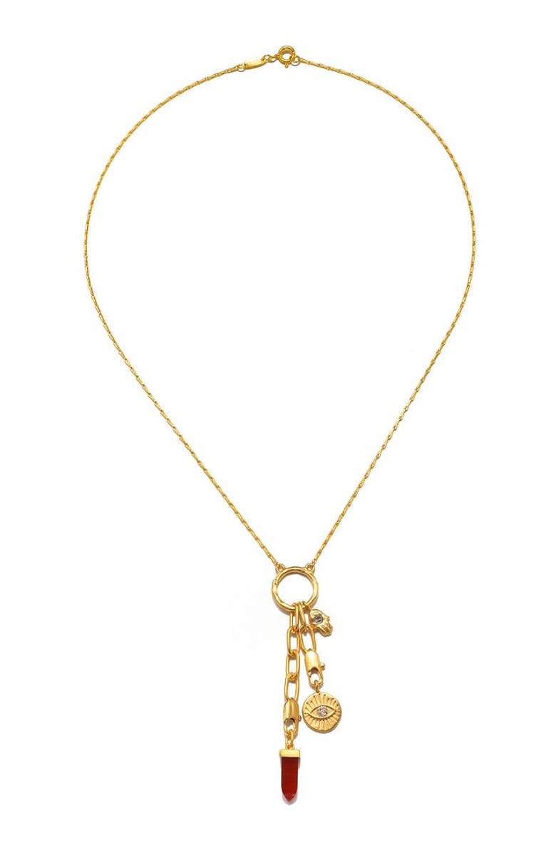 Satya Jewelry Divine Protection Charm Necklace Set, Alternate, color, Metallic Gold