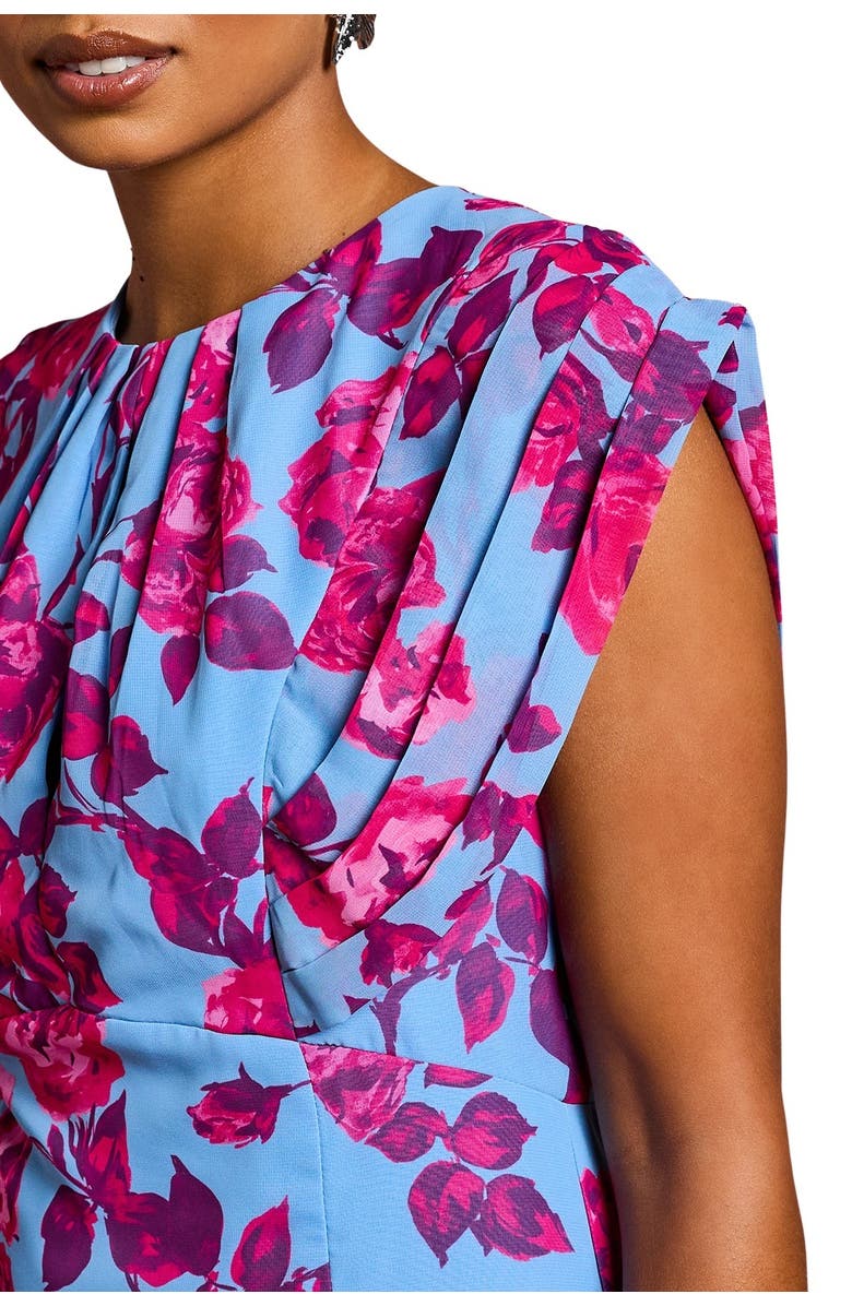 Coast Petite Short Sleeve Chiffon Midi Dress, Alternate, color, Blue