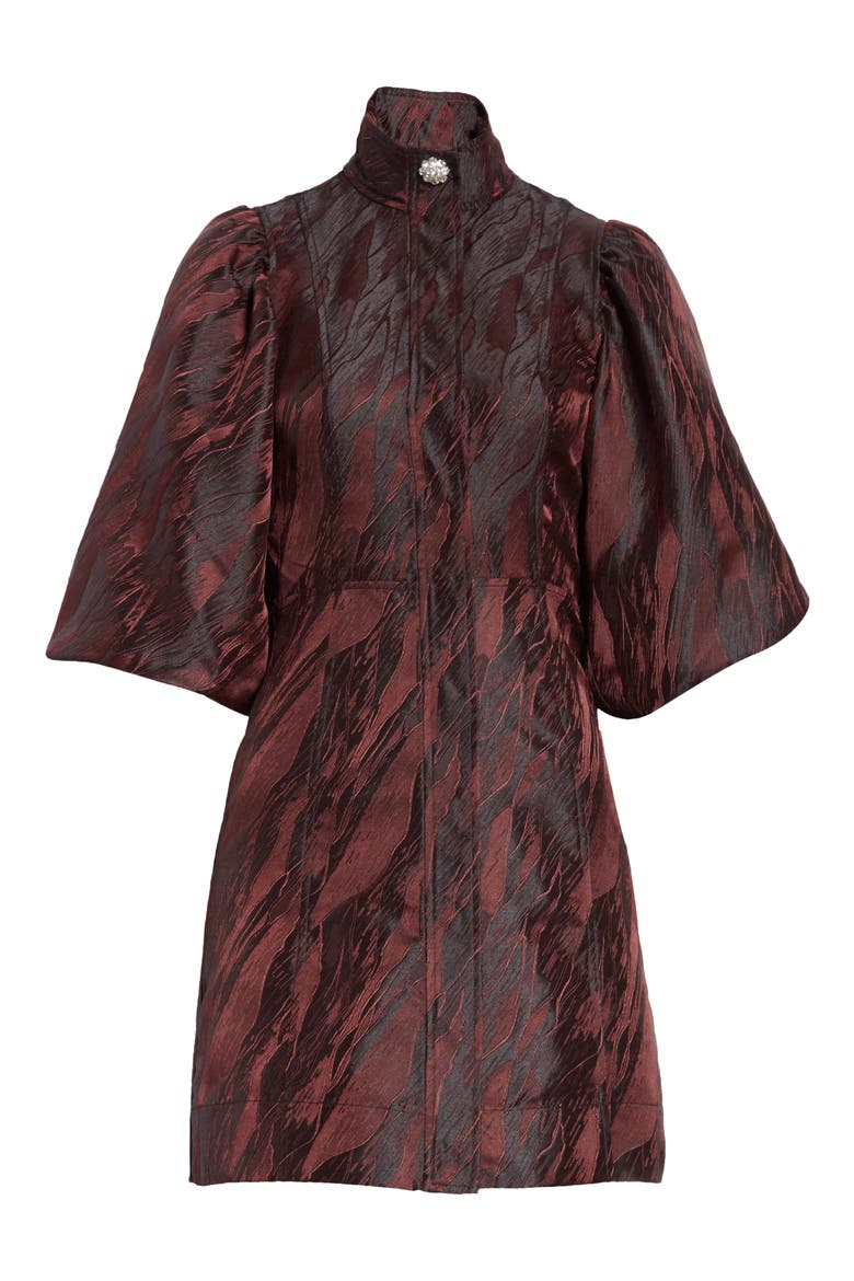 High Neck Jacquard Minidress, Alternate, color, DECADENT CHOCOLATE 927