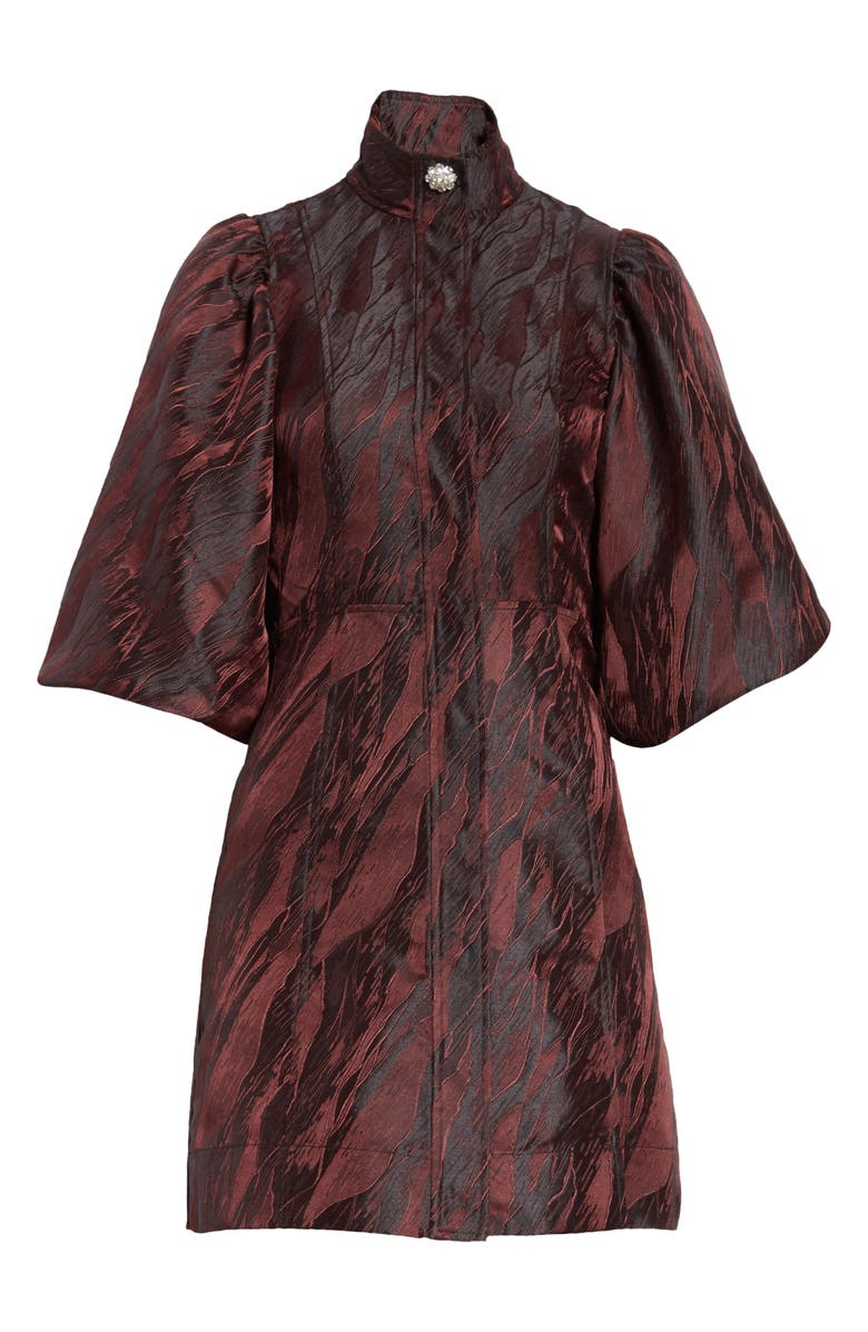 Ganni High Neck Jacquard Minidress, Alternate, color, 