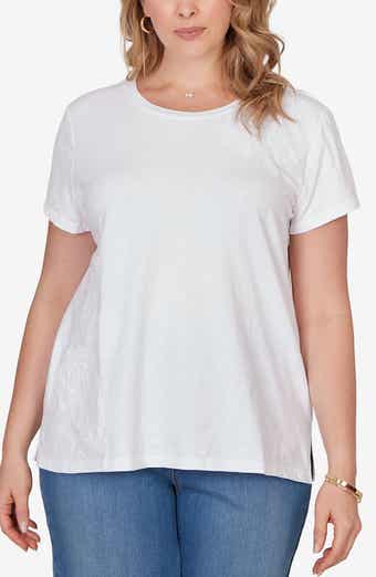 RUBY RD Floral Crochet Jersey Top