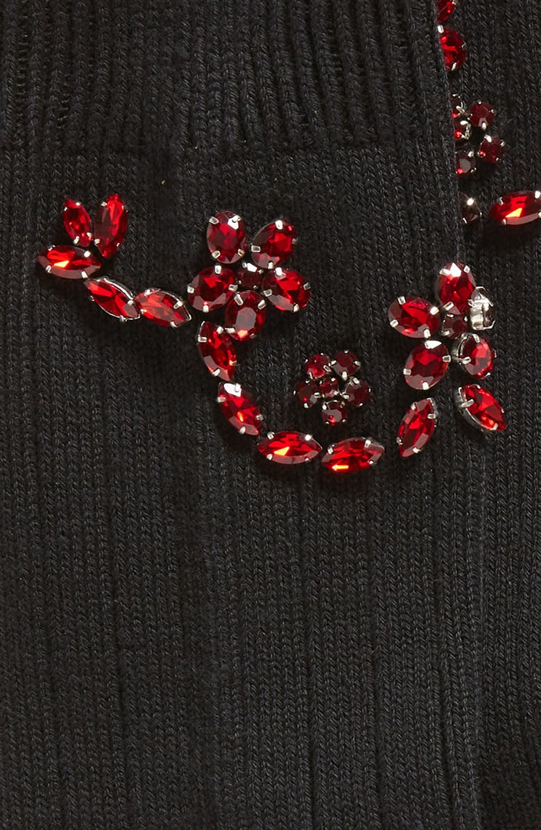 Simone Rocha Crystal Embellished Rib Ankle Socks, Alternate, color, 