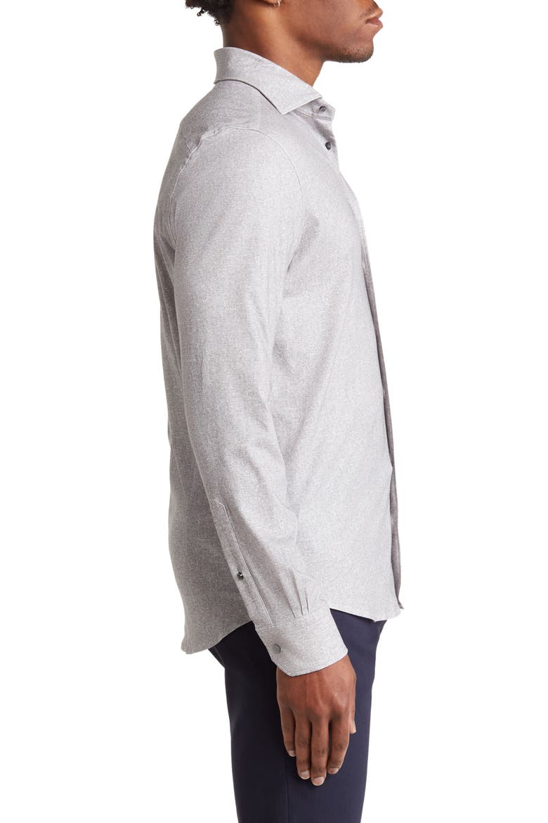 Modern 4Flex Stretch Cotton Knit Button-Up Shirt, Alternate, color, MEDIUM GREY
