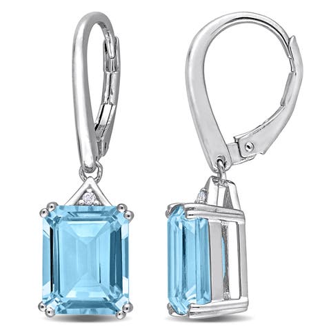 Gemstones Octagon Drop Earrings