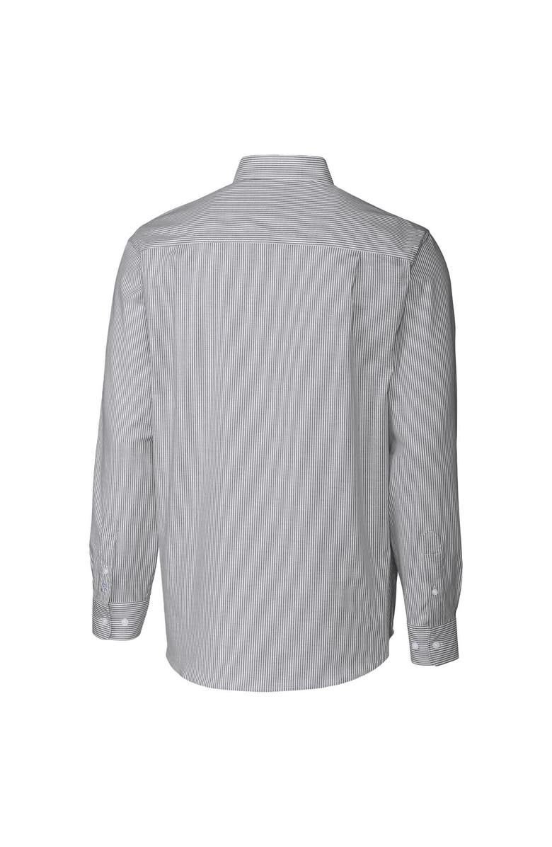 Cutter & Buck Men's Cutter & Buck Charcoal LSU Tigers Vault Stretch Oxford Stripe Long Sleeve Button-Down Shirt, Alternate, color,
