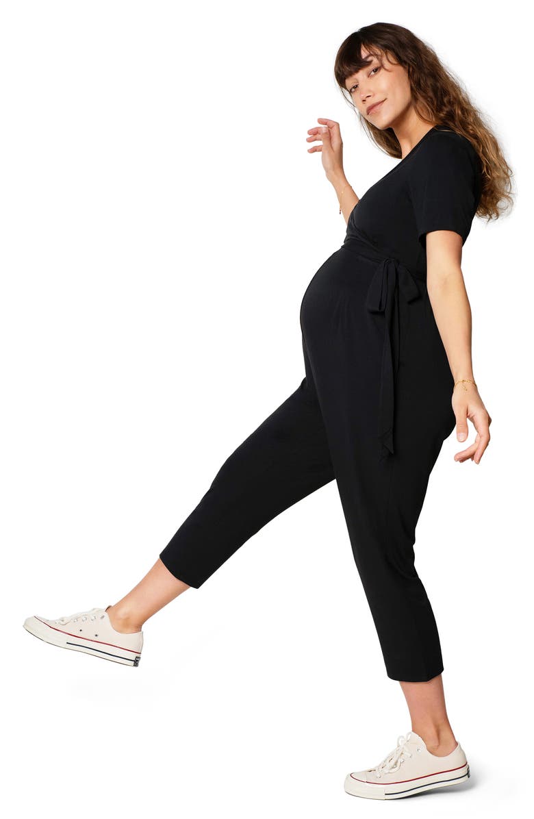 Ingrid & Isabel <sup>®</sup> Crop Jersey Maternity/Nursing Jumpsuit, Alternate, color,