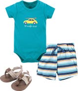 Hudson Baby Little Gent's Soft Cotton Bodysuit, Shorts & Footwear 3pk (baby)
