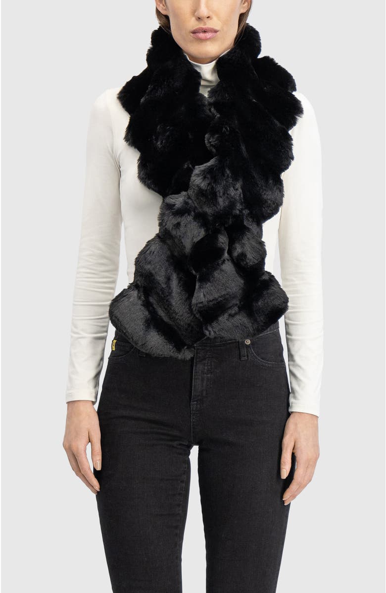 Lyla Grant Fur-Free Chinchilla (Faux Fur) Pull-Through Scarf, Alternate, color, Black Chinch