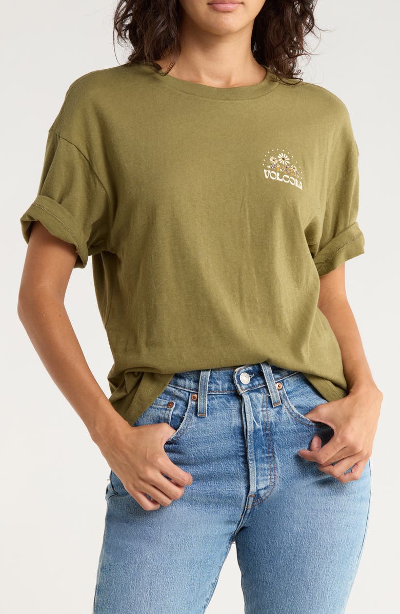 Volcom Birch Bliss Boyfriend T-Shirt, Main, color, Moss