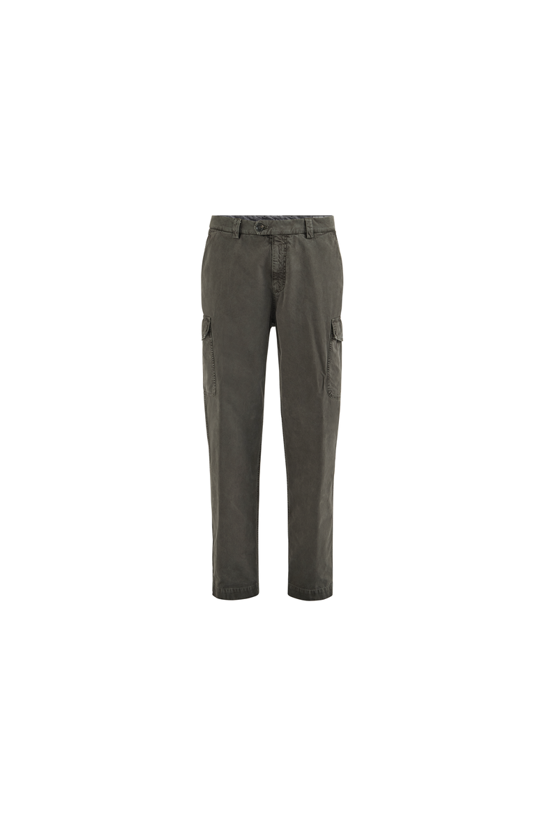 Peached cotton gabardine trousers with cargo pockets, Alternate, color, Brown