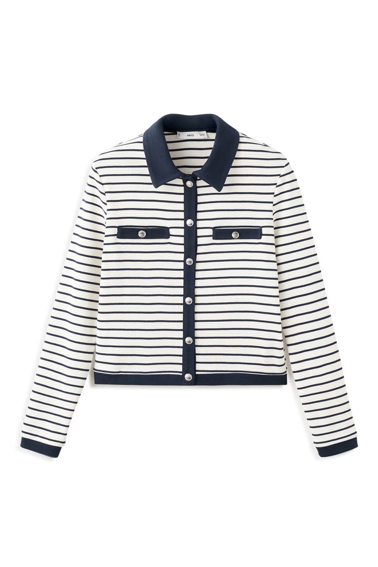 Stripe Cotton Cardigan, Alternate, color, NAVY