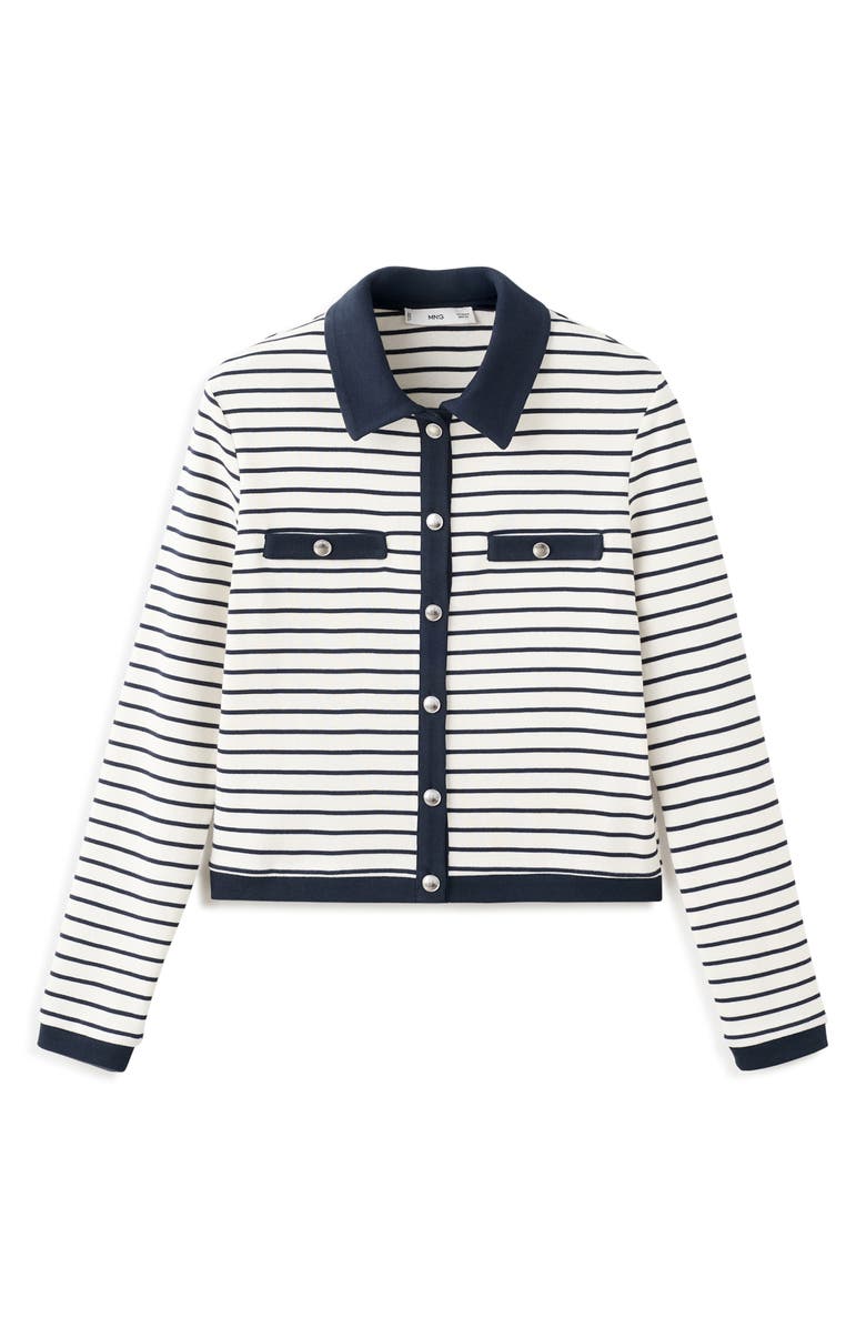 MANGO Stripe Cotton Cardigan, Alternate, color, Navy