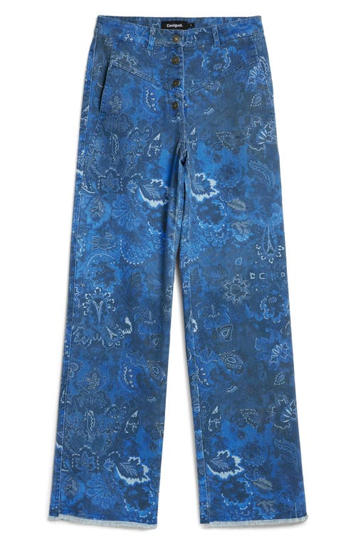 Desigual Low Rise Frayed Hem Flare Leg Jeans In Multi