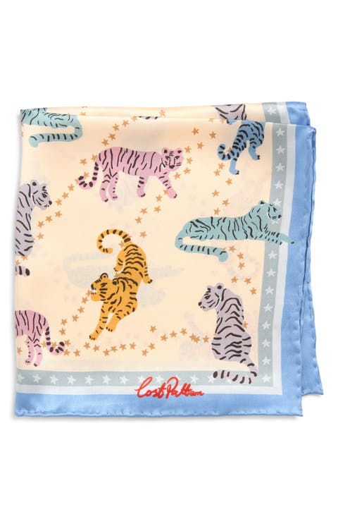 Neon Tigers Silk Pocket Square