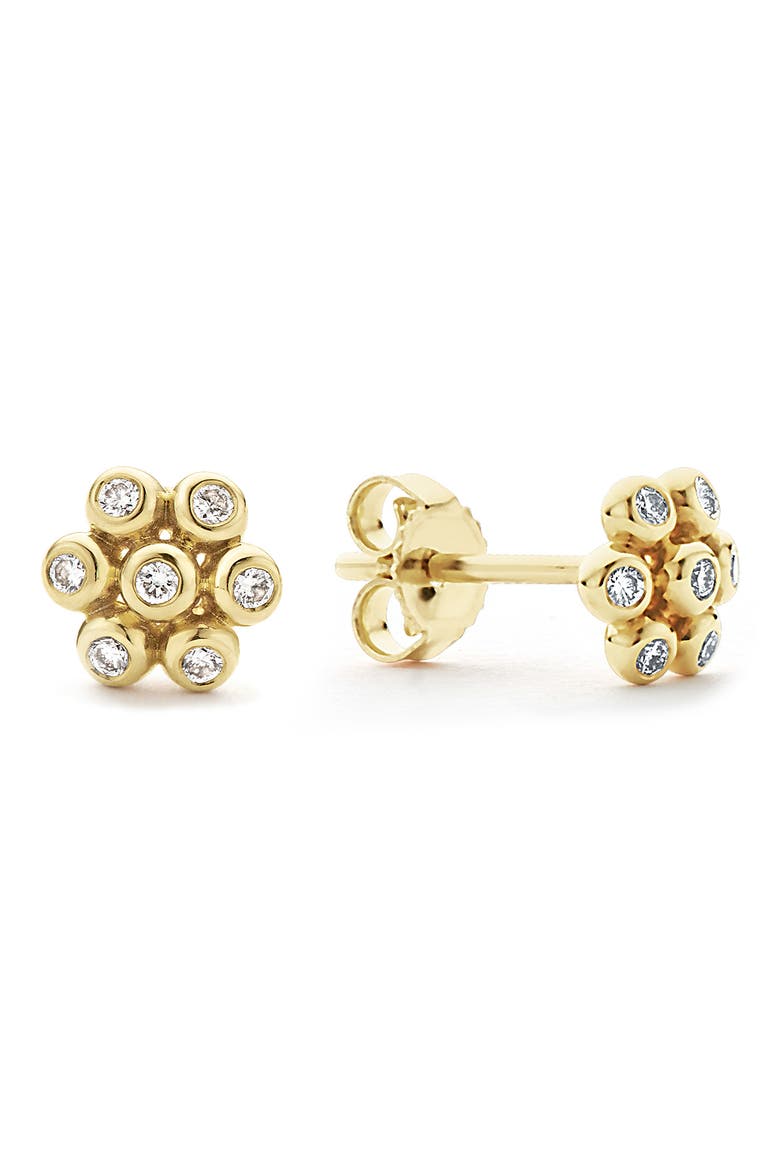KSL Diamond Flower Stud Earrings, Alternate, color, GOLD DIAMOND