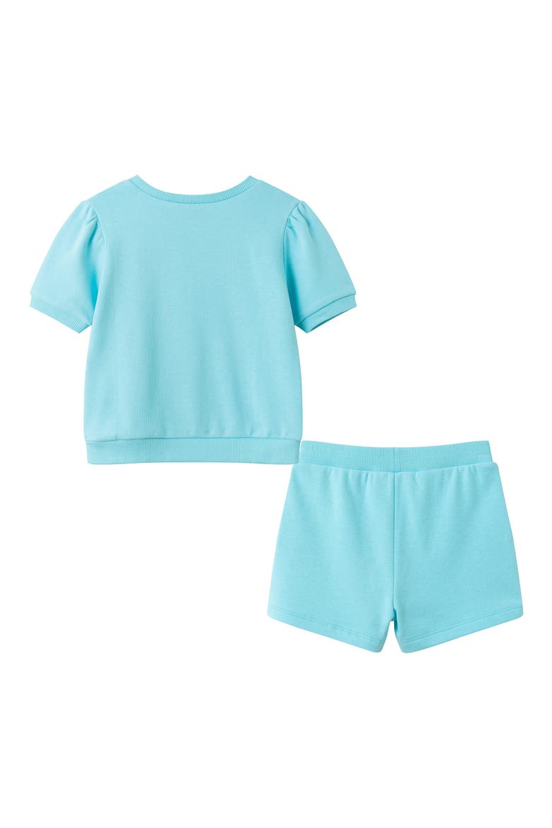 Kids' French Terry Graphic Top & Shorts Set, Alternate, color, AQUA VACATION