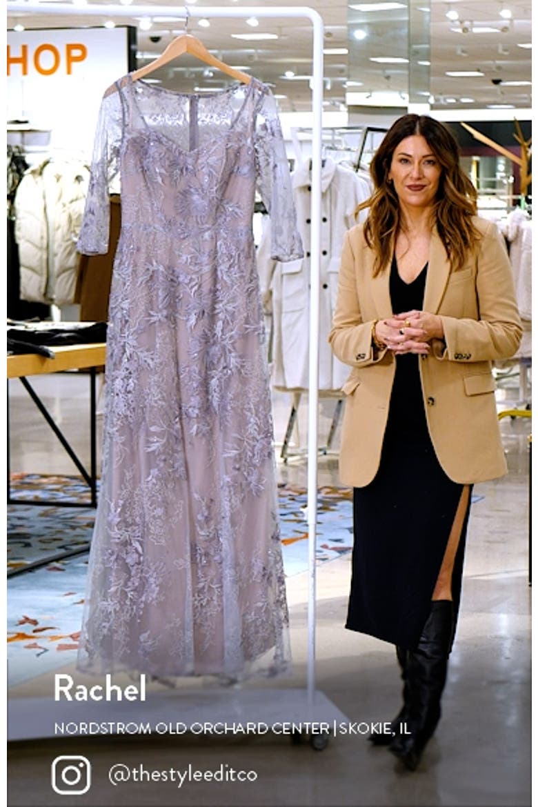 Floral Embroidered Mesh A-Line Gown video