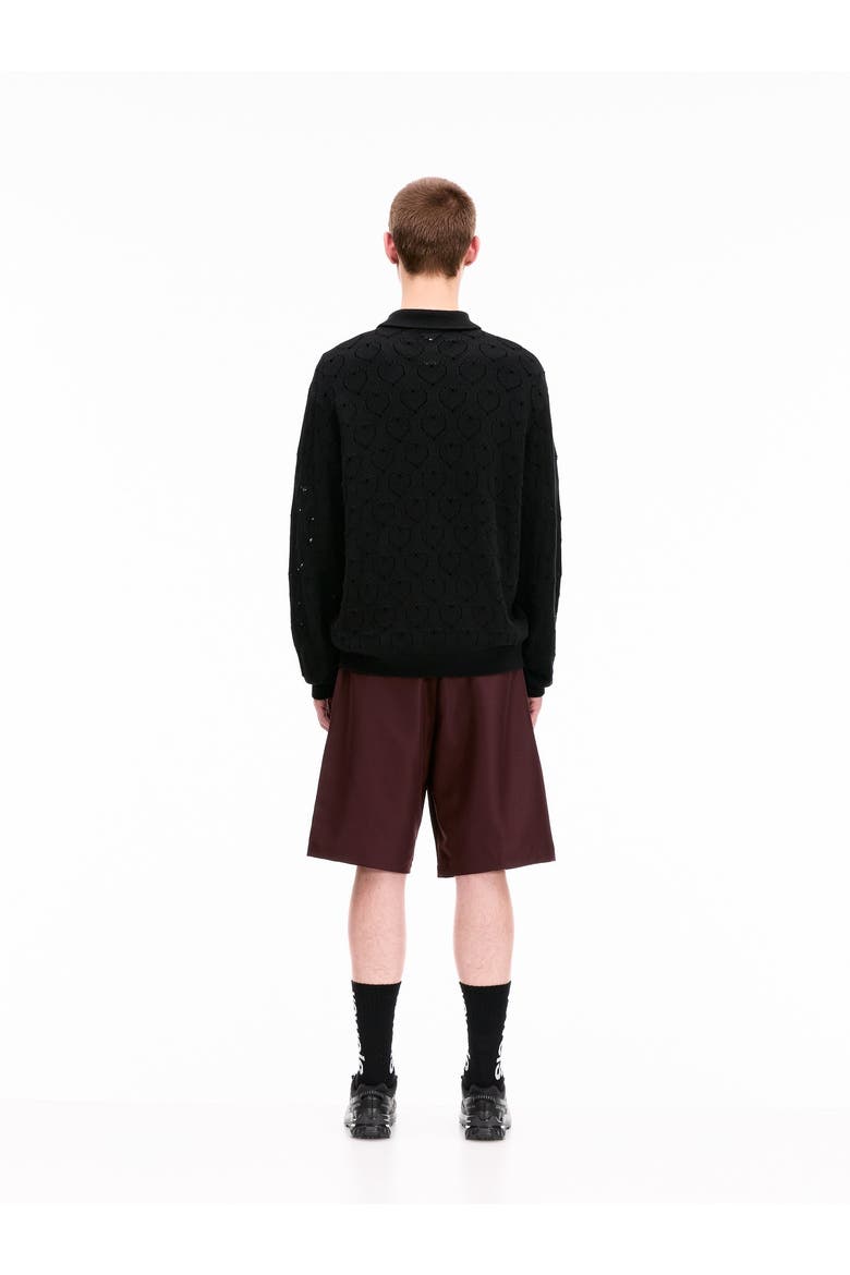 Eyelet Knitted Zip-Up, Alternate, color, Black