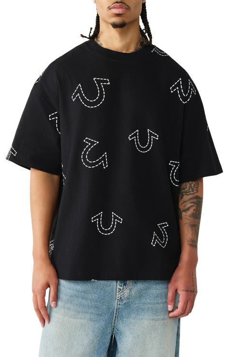 Horseshoe Print Oversize Heavyweight Cotton T-Shirt