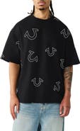 True Religion Horseshoe Print Oversize Heavyweight Cotton T-Shirt