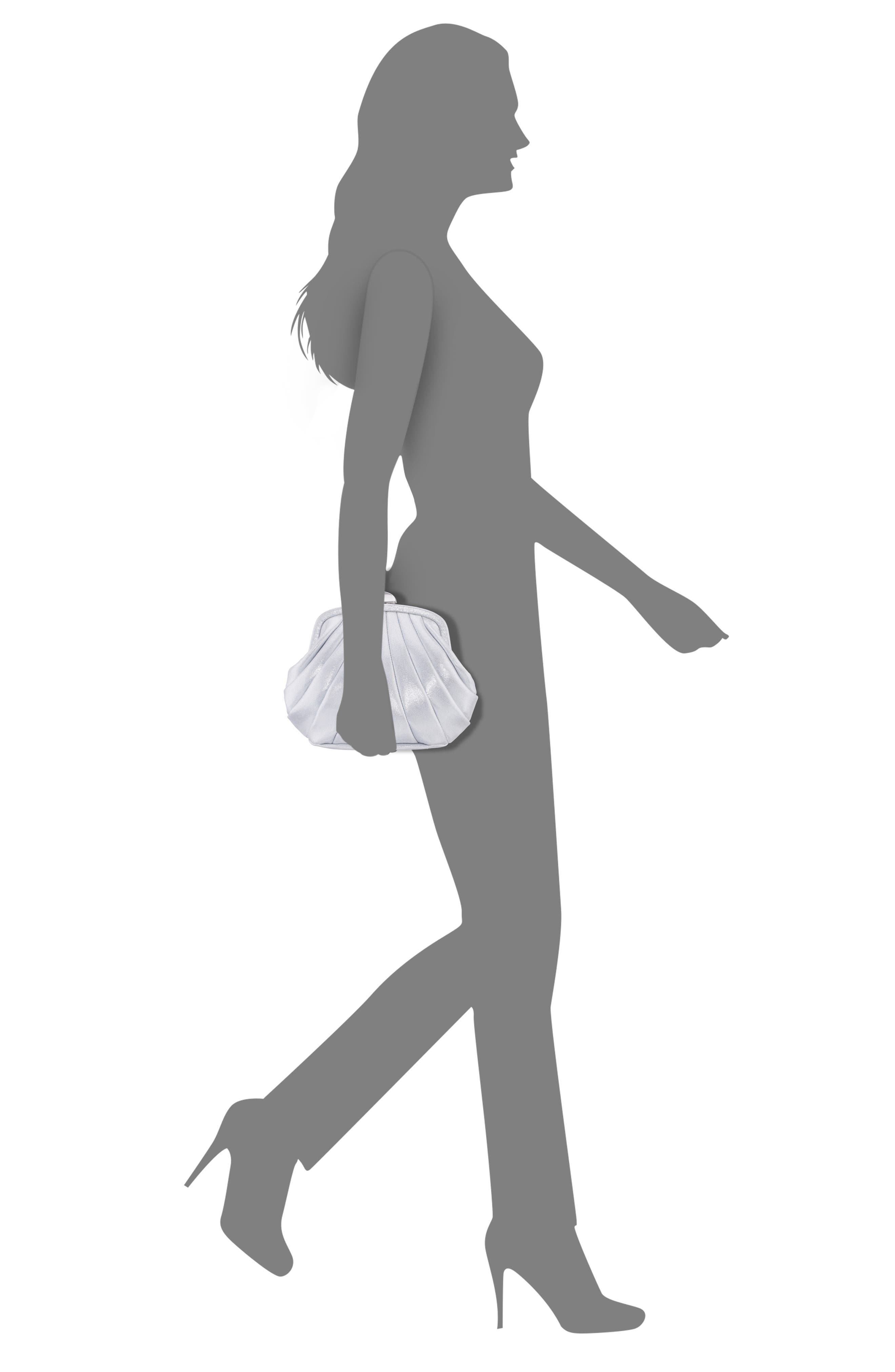 Nina Billow Art Deco Frame Clutch, Alternate, color, True Silver