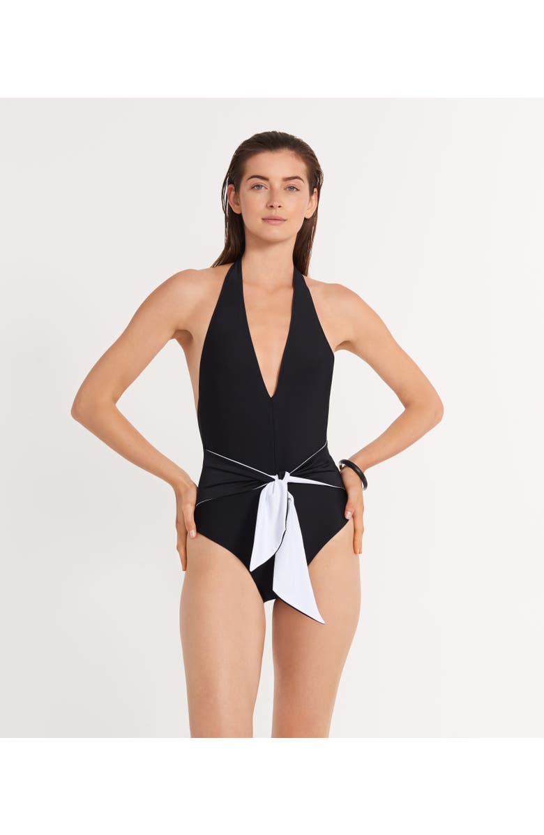 Ansea The Tie Front One Piece, Alternate, color, Black