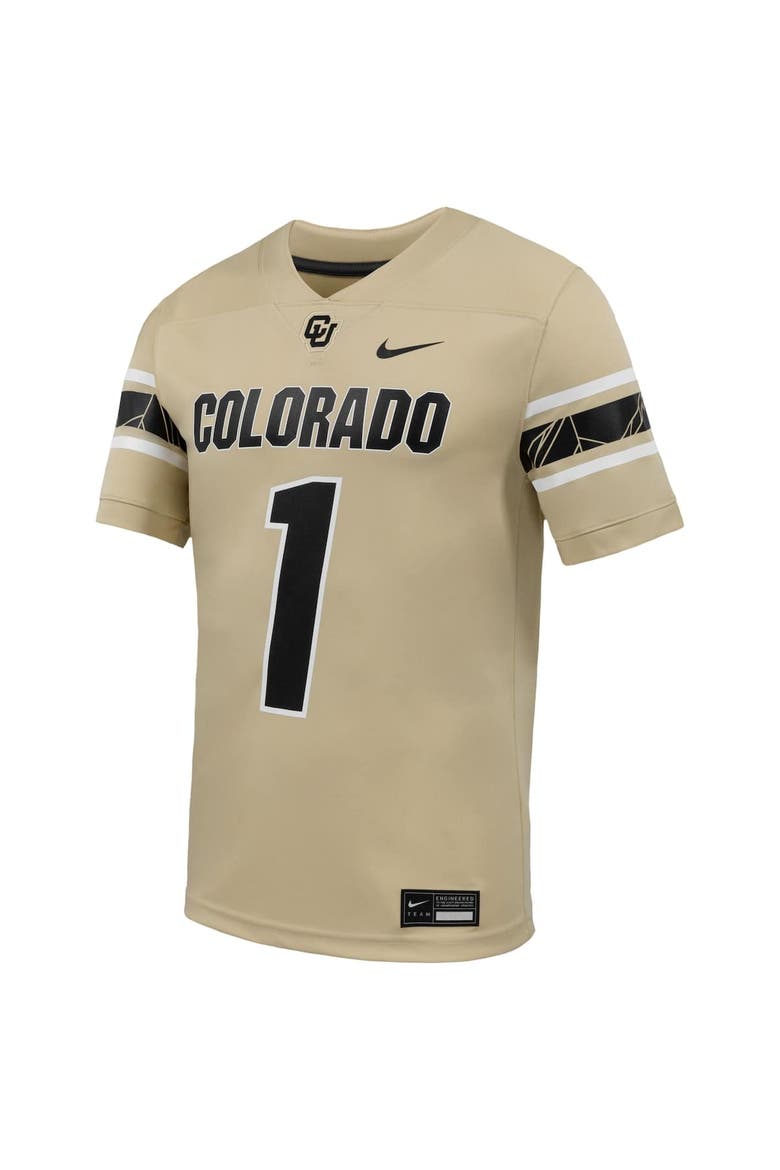 Men's Nike #1 Gold Colorado Buffaloes Football Game Jersey, Alternate, color, Gold