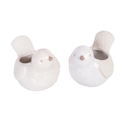 Natural Bird Decorative Novelty Shaped Assortment of 2 Containers A/2