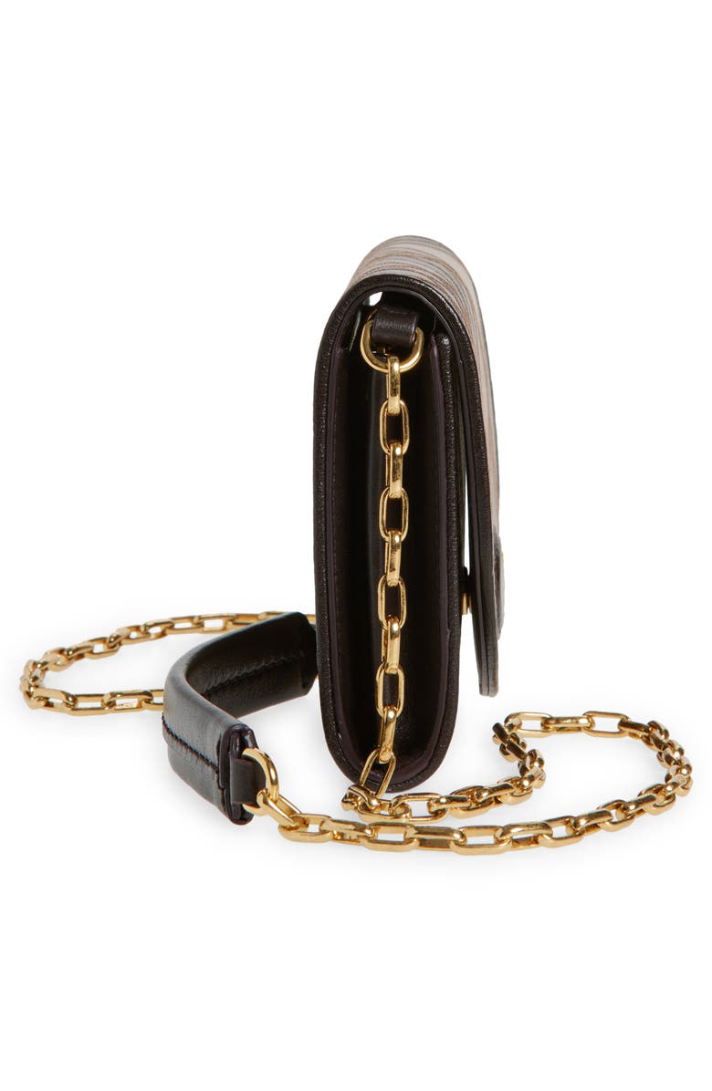 Burberry Highlands Patchwork Check Leather Wallet on a Chain, Alternate, color, Hazel