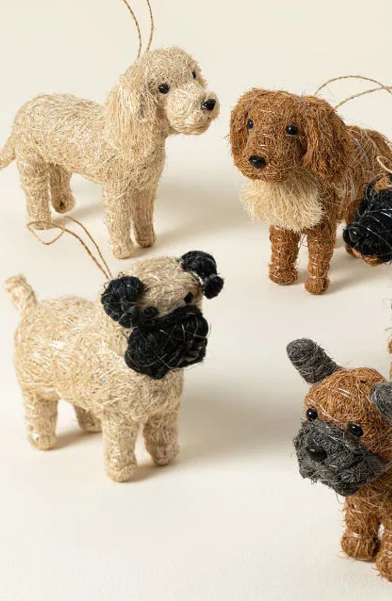 LIKHA Pug Handwoven Ornament, Alternate, color, Off White/ Black